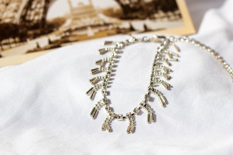 [American antique jewelry brought back by the United States] 1980s American jewelry sparkling starry sky rhinestone bracelet - สร้อยข้อมือ - โลหะ 