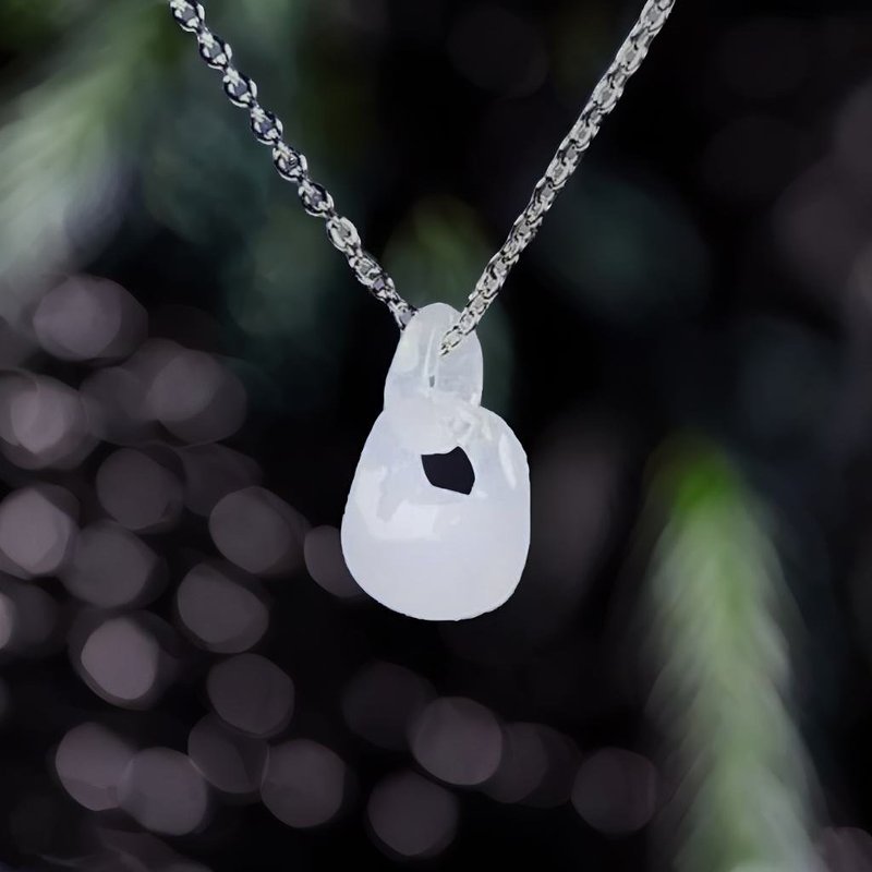 Ice Jadeite Scale Heart Ruyi Necklace | Natural Burmese Jadeite A | Gift - สร้อยคอ - หยก สีใส