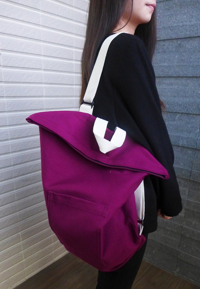 Shoulder, back, portable three-in-one canvas bag - กระเป๋าแมสเซนเจอร์ - ผ้าฝ้าย/ผ้าลินิน หลากหลายสี
