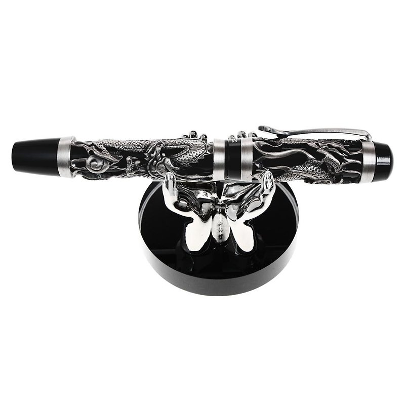 ARTEX Seal Ancient Silver Dragon Ball Pen + Silver Hands Shape Pen Holder Gift Box - Rollerball Pens - Copper & Brass Silver