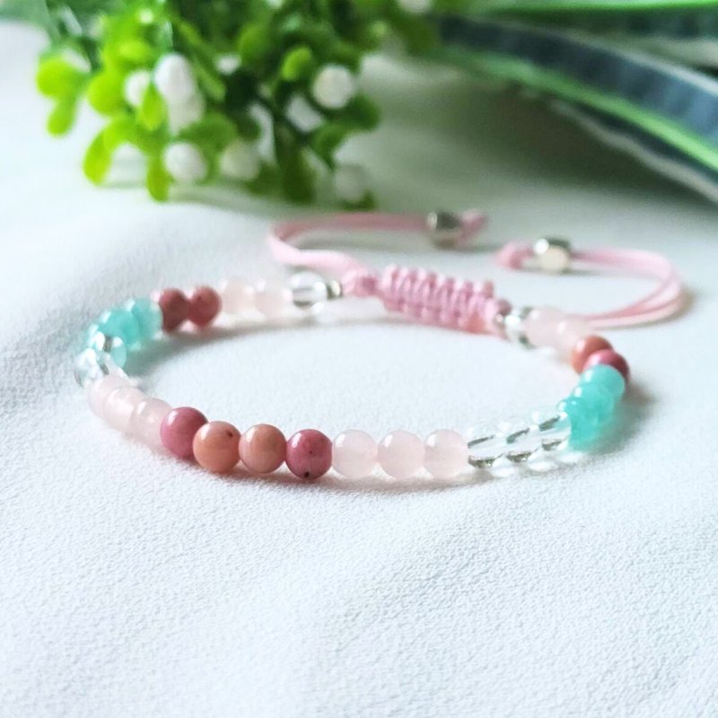 Mini Candy stone bracelet (stone size 4 mm. Love and work, attract love - Bracelets - Stone Pink