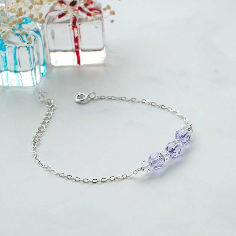 施華洛世奇紫水晶串珠手鍊 手工純銀手鍊 禮物訂製 - 手鍊/手環 - 寶石 紫色