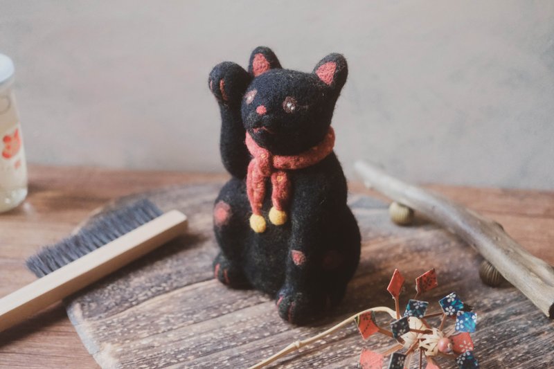 Wool Felt Lucky Cat-Kuronosuke - Items for Display - Wool 