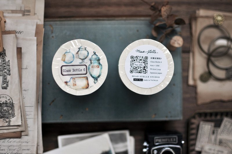 採集玻璃瓶6 和紙紙膠帶– 4cm - 紙膠帶/和紙/PET - 紙 多色