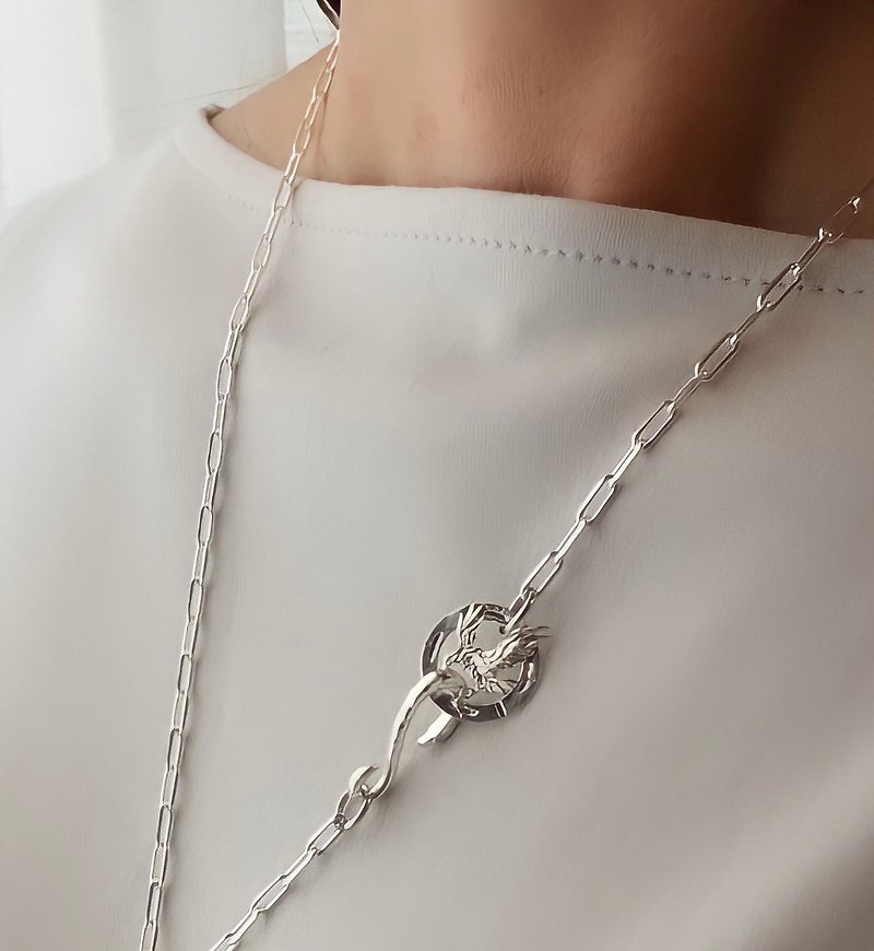 Silver Necklace Eagle Hook, Medicine Wheel Set - Necklaces - Other Metals Silver