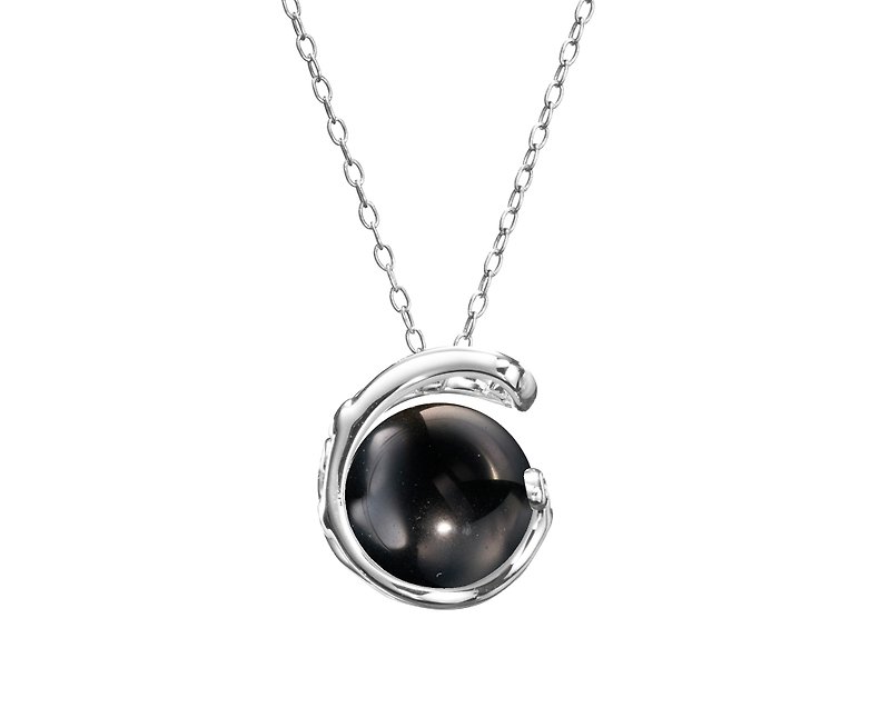 Black Tourmaline Sterling Silver Pendant Necklace, 925 Black Birthstone Jewelry - Collar Necklaces - Sterling Silver Black