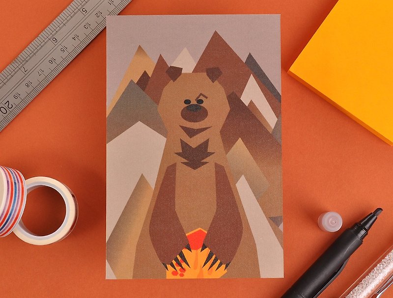 熊人先生系列明信片 - 棕熊 - 心意卡/卡片 - 紙 咖啡色
