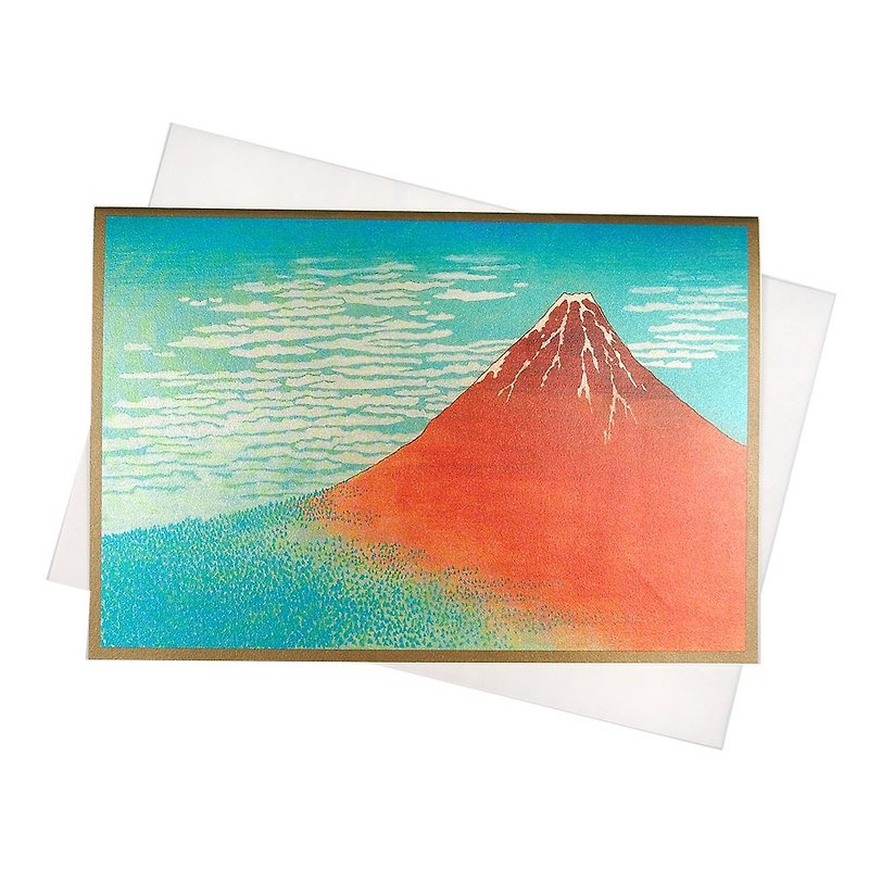 夕陽富士山珍珠和紙【Hallmark-卡片 經典和風/多用途】 - 心意卡/卡片 - 紙 多色