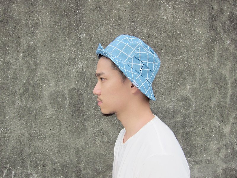 [Picks] DeMarcoLab tannins washed denim hat Plaid Design Brand Taiwan - Hats & Caps - Cotton & Hemp Blue