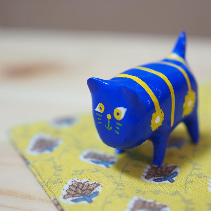 flower cat - ตุ๊กตา - ดินเหนียว สีน้ำเงิน