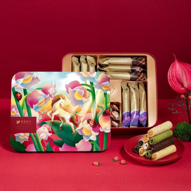 2026年旧正月「春光躍影」エッグロールアソートギフトボックス 24個入り（手提げ袋付き） - スナック菓子 - 食材 レッド