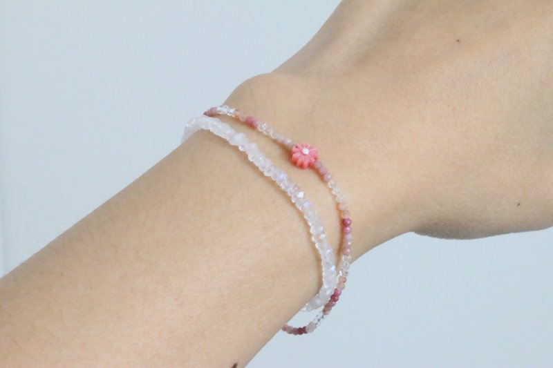 手環 紅紋石 草莓晶 水晶 - 感恩 - - 手鍊/手鐲 - 寶石 粉紅色