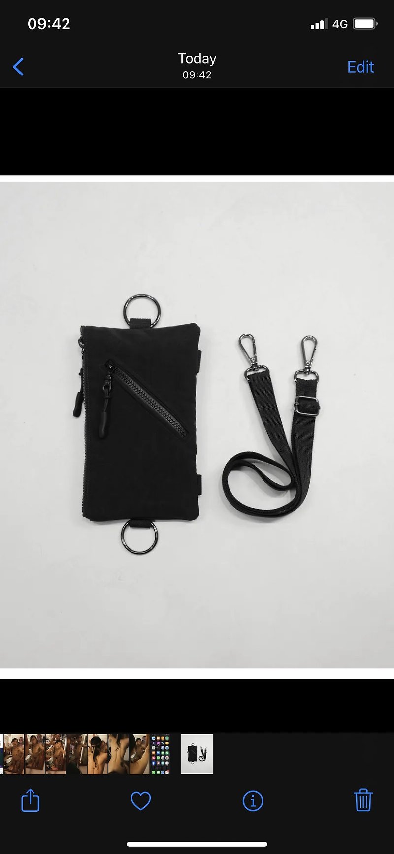 L impact Ame x MUKK joint diagonal zipper mobile phone bag - กระเป๋าคลัทช์ - วัสดุกันนำ้ สีดำ