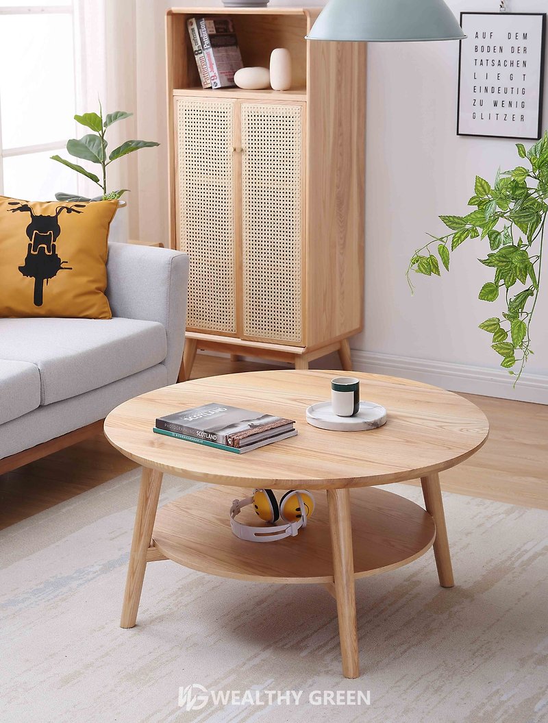 ワイスグリーンノルディックモダンダブルラウンドデザインコーヒーテーブルセットCT2101 - その他の家具 - 木製 