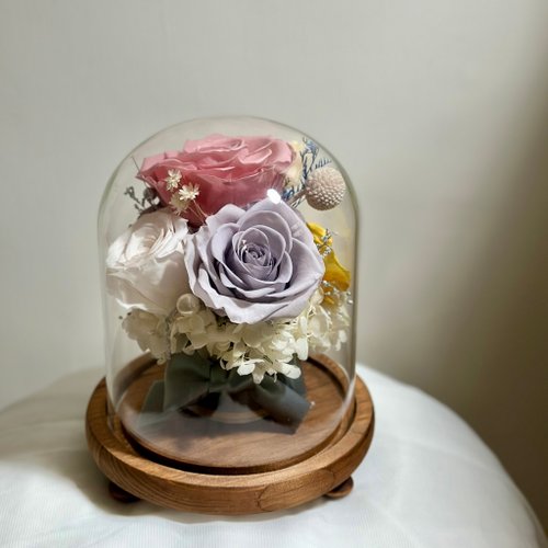 Miau Flowers 喵喵花室 永恆一束花 玫瑰花束玻璃罩 永生花盅 情人節禮物