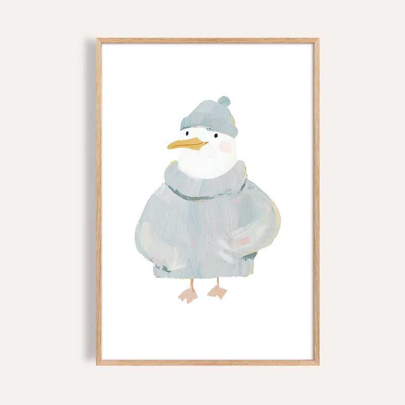毛帽海鷗 Mr  Cozy Seagull / 童話系列插畫掛畫 - 海報/掛畫/掛布 - 紙 