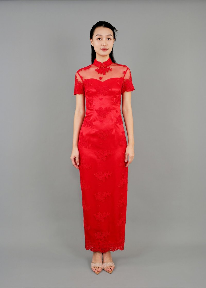 Rosemary 露背直身新娘旗袍 |香港設計 - 禮服/小禮服 - 其他材質 紅色