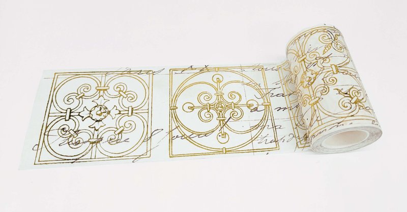 Mediterranean Italian Spanish gold tiles washi tape - 紙膠帶/和紙/PET - 紙 金色