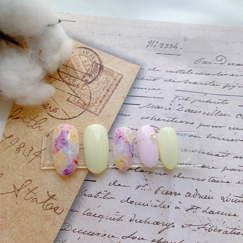 Feminine Floral Nail Patches/Gel Nails/Custom Nail Art Patches NA 21 - ยาทาเล็บ - วัสดุอื่นๆ สึชมพู