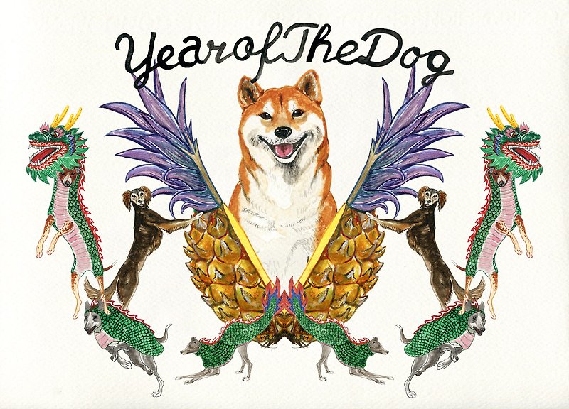 2018 Year of the Dog Greeting Card - "Dog Wunderley" Limited Time Delivery - Cards & Postcards - Paper Transparent