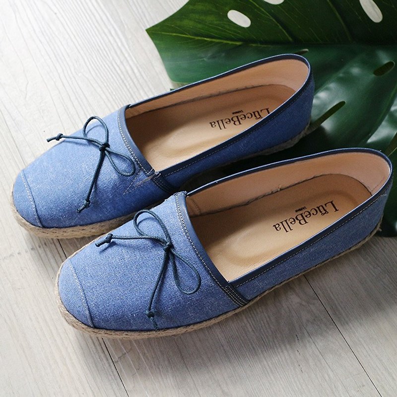 【Return to nature】 straw shoes-denim blue - Women's Casual Shoes - Cotton & Hemp Blue