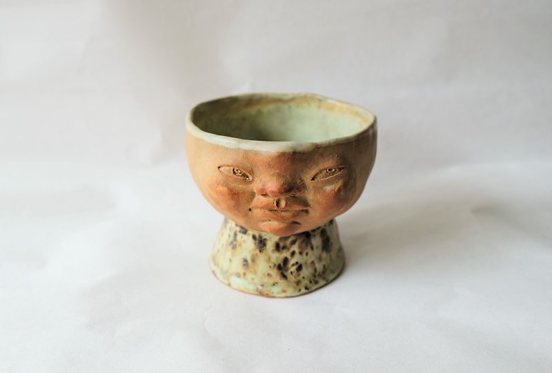 Handmade pottery-high neck goblet - แก้วไวน์ - ดินเผา สีทอง