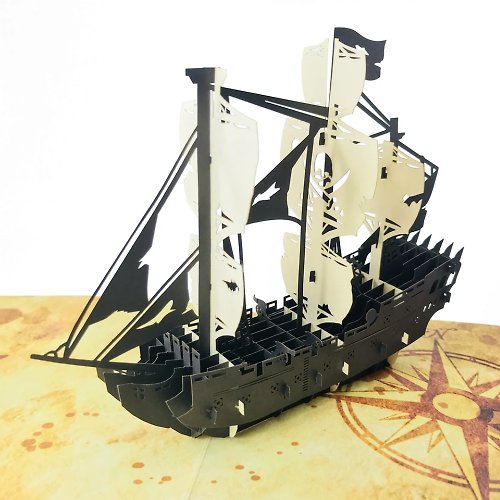 海波浪 日本 POP-up 紙雕3D立體卡片 海盜船