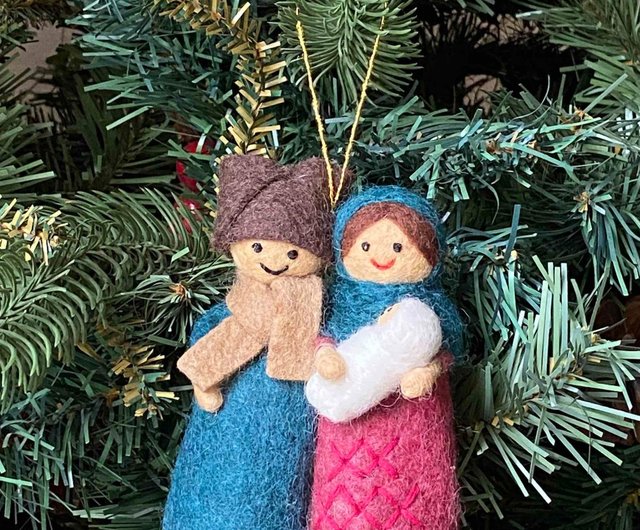 Nativity Christmas Ornament, Cute Handmade Wool Ornament