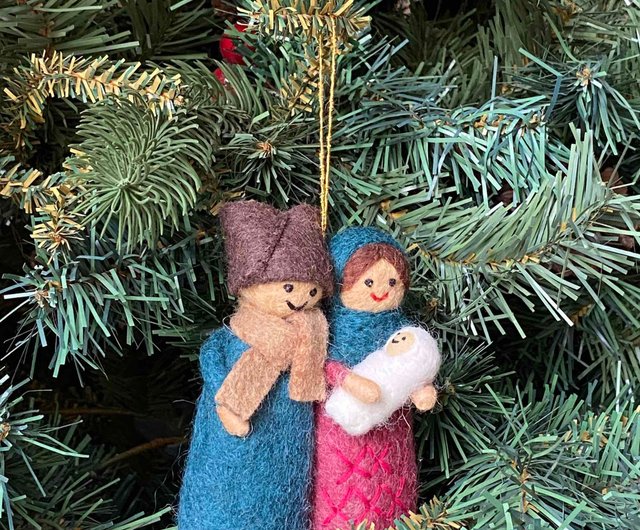 Nativity Christmas Ornament, Cute Handmade Wool Ornament