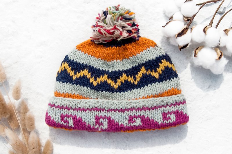 Hand-knitted pure wool cap / knitted fur cap / inner brushed wool hand-woven wool cap / hand-knitted wool cap - Spain - หมวก - ขนแกะ หลากหลายสี