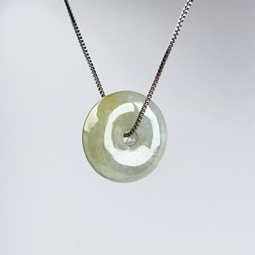 瓔珞珠寶盒 E.L.Jewelry Box 【願‧平安】冰種飄黃翡翡翠平安扣項鍊| 天然緬甸玉A貨翡翠|送禮