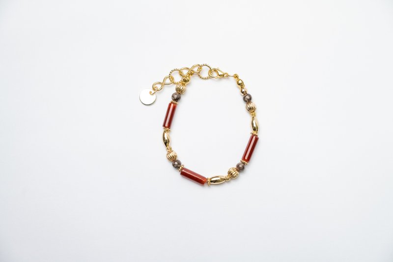 [Ancient Memory] 007 Red Agate Brown Stone Bracelet - สร้อยข้อมือ - เครื่องเพชรพลอย 