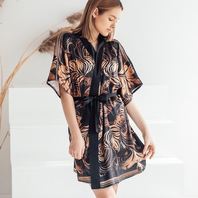 呵護禮品女士睡袍絲綢和服浴袍 KJ05 - 居家服/睡衣 - 絲．絹 多色