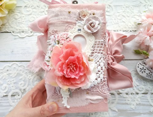 junkjournals Lace wedding junk journal handmade Elegant roses dairy Large bridal notebook