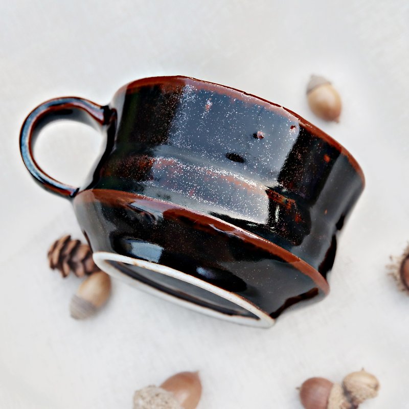 Sands Obsidian-Handmade Pottery Coffee Cup 220ml - แก้ว - เครื่องลายคราม สีดำ