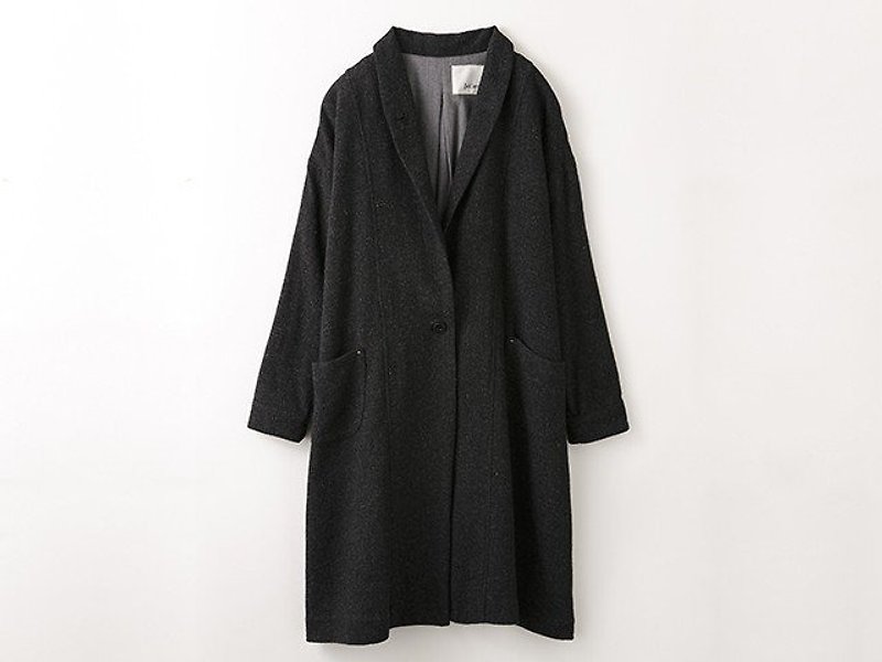Fluffy light · Long wool gauze haori - Charcoal 8514-08008-95 - Women's Casual & Functional Jackets - Other Materials Black