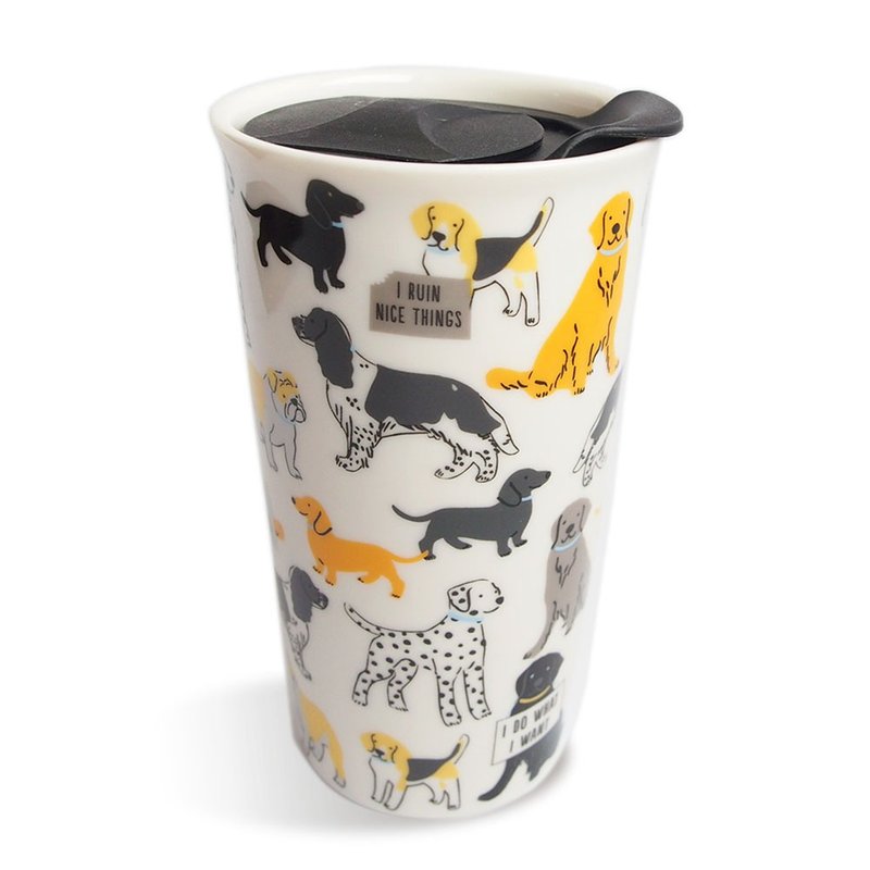 I Love Hairy Baby-What the Dog Says トラベルマグ (400ml)【Hallmark-US Gifts】 - マグカップ - 陶器 多色