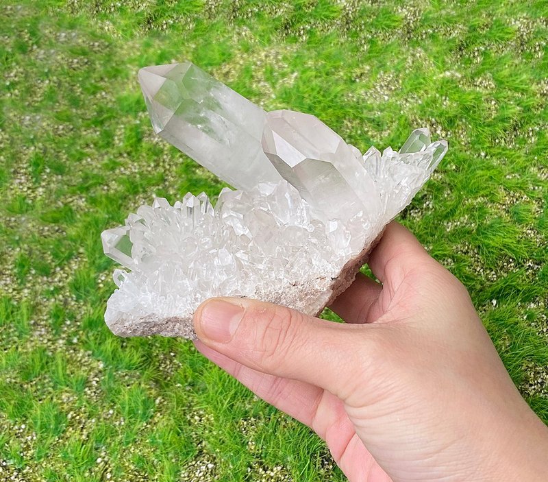 天然原礦冰透體白水晶簇 白水晶柱 晶花簇 辦公室 療癒  消磁淨化 - 其他 - 水晶 白色