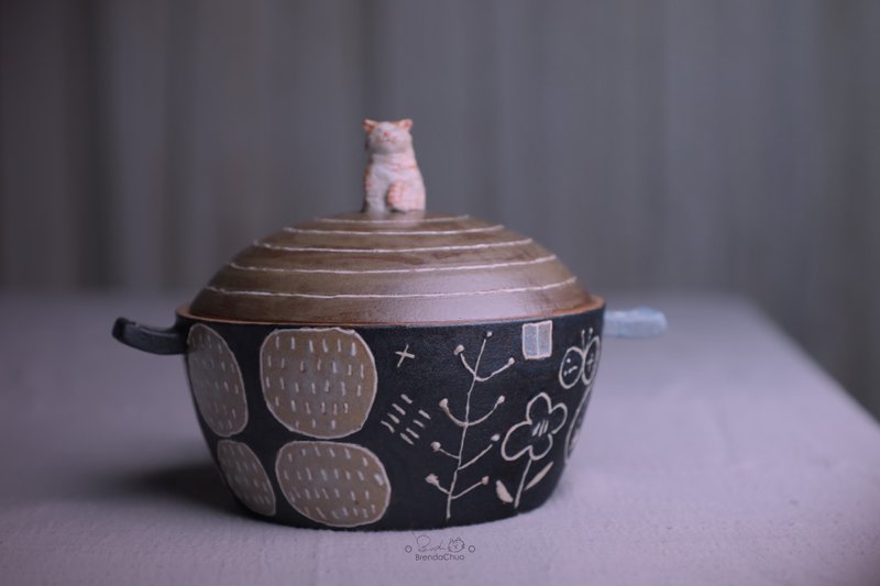 春郎陶-貓造型泡麵碗 700 ml - 碗 - 陶 