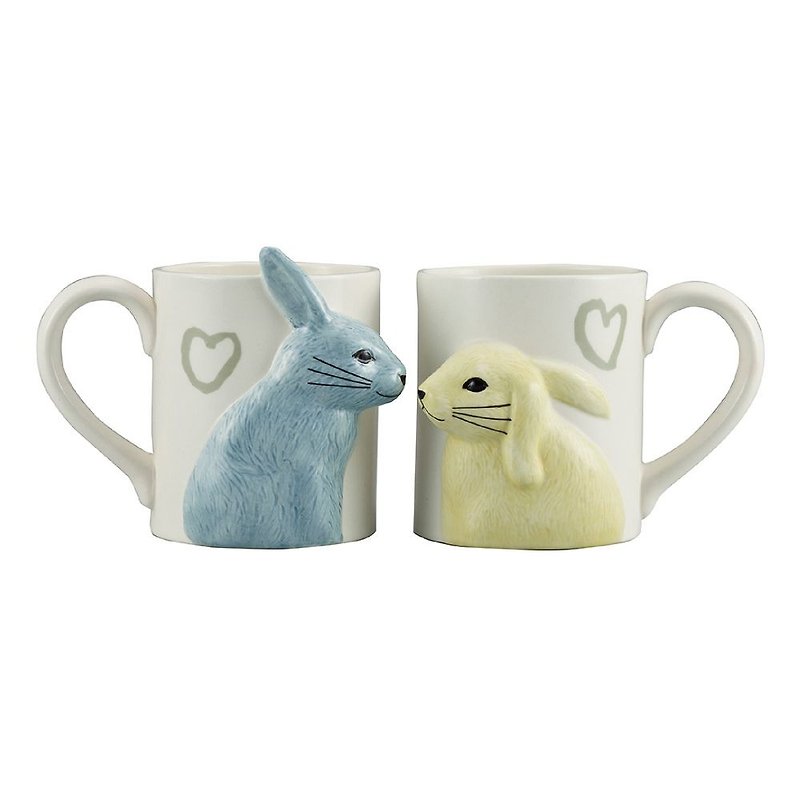 sunart mug-rabbit kiss kiss - แก้วมัค/แก้วกาแฟ - ดินเผา หลากหลายสี