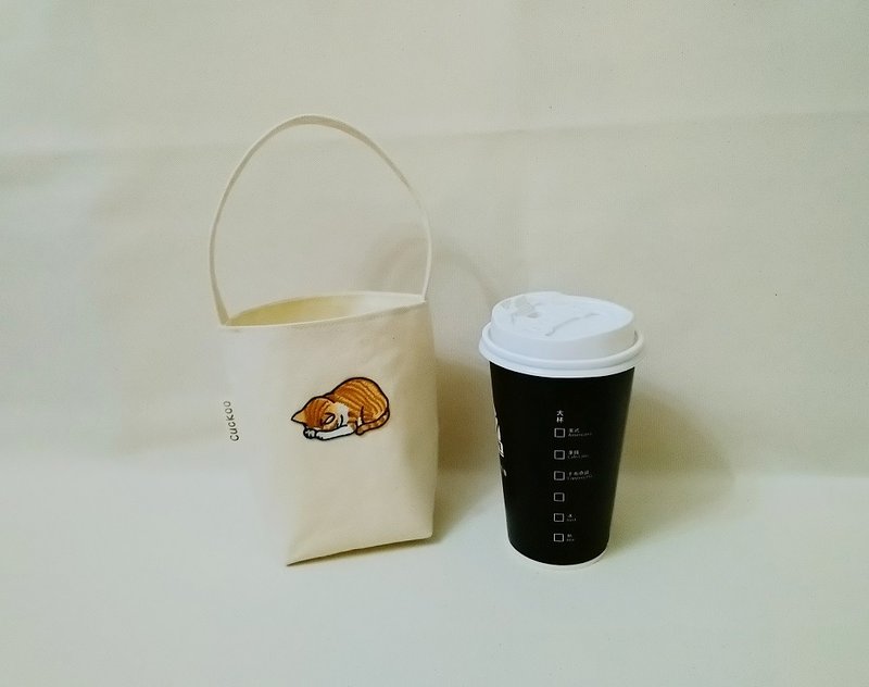 Embroidery BagBeverage BagEco BagHand-Crank Beverage BagCoffee Bag - Handbags & Totes - Cotton & Hemp White