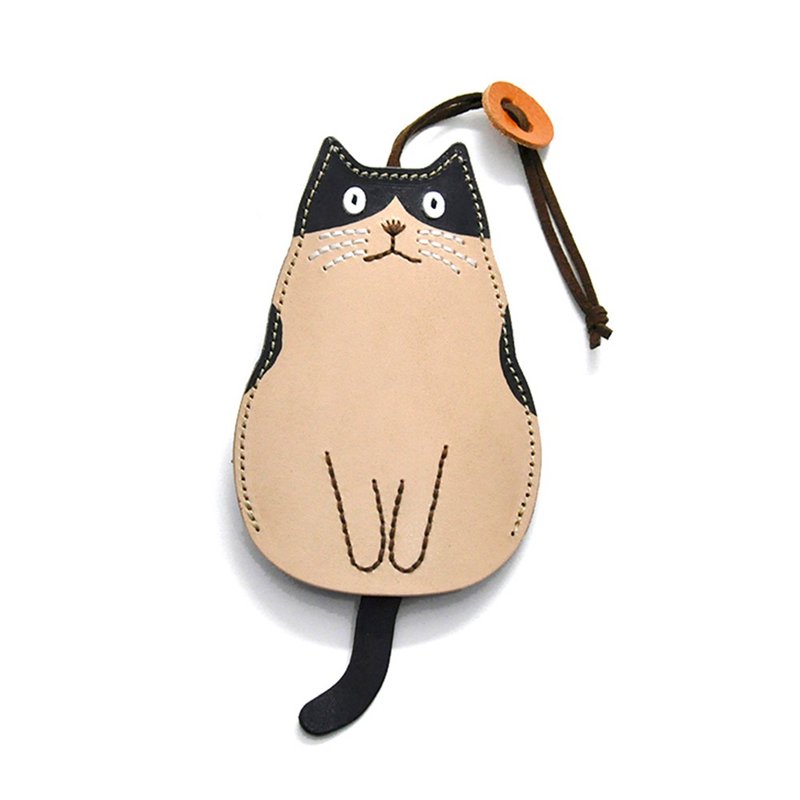 Cat key case Large size Hachiware cat - ที่ห้อยกุญแจ - หนังแท้ 