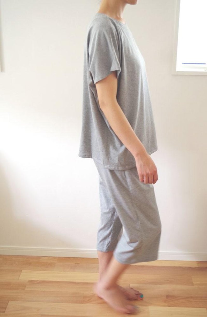 Organic Cotton French Sleeve Loose Pajamas [Gray Thin Jersey Fabric] - Other - Cotton & Hemp Gray