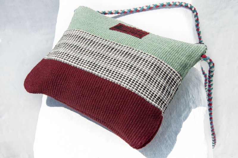 Natural Handwoven Fabric Patchwork Crossbody Bag/Shoulder Bag/Phone Bag/Camera Bag-Mondrian Contrasting Color Patchwork - กระเป๋าแมสเซนเจอร์ - ผ้าฝ้าย/ผ้าลินิน หลากหลายสี