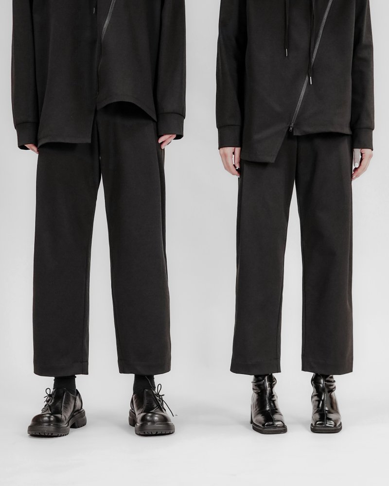 MUKK DESIGN 彈性雙打褶錐形褲 - 男長褲/休閒褲 - 聚酯纖維 黑色