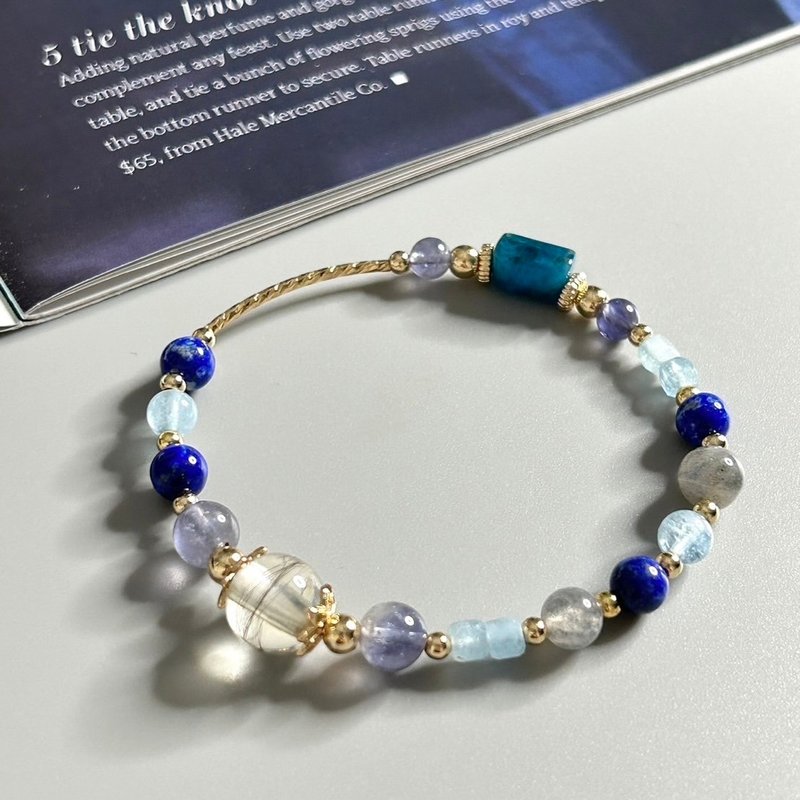S47 寵物紀念品 寵物飾品 寵物毛髮手鍊 胎毛紀念品 胎毛手鍊 - 手鍊/手環 - 半寶石 藍色