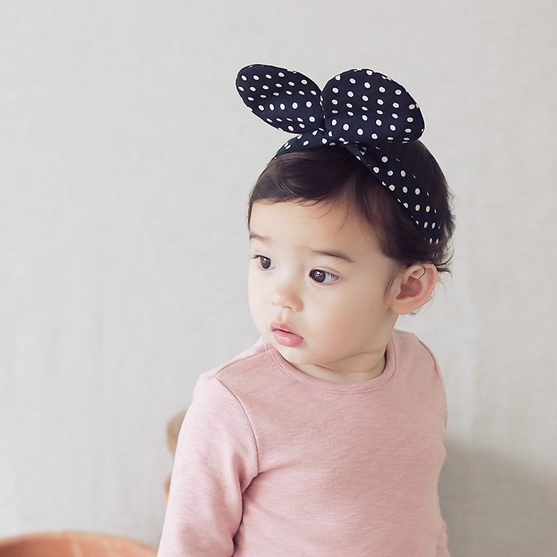 Happy Prince Heights圓耳女嬰童髮帶 韓國製 - 嬰兒帽/髮帶 - 棉．麻 黑色