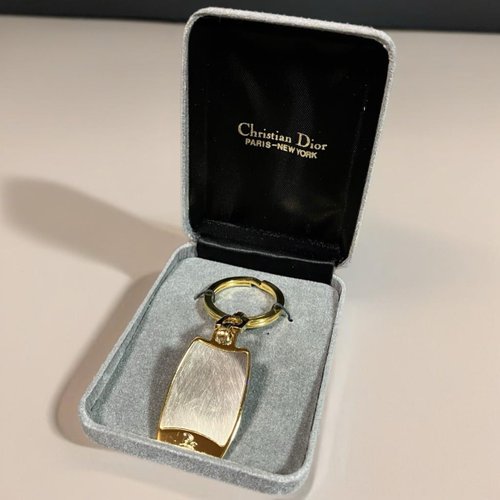 LA LUNE Vintage 日本鑑證古董品選物店 【未使用品】中古二手Dior金銀色復古鑰匙圈vintage鎖匙扣禮物