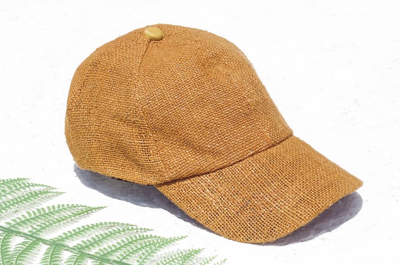 Baseball Cap Cotton Cap Hat Cap Weaving Cap Fisherman Hat Visor Handmade Cap Sports Cap - Mustard Yellow - หมวก - ผ้าฝ้าย/ผ้าลินิน สีส้ม