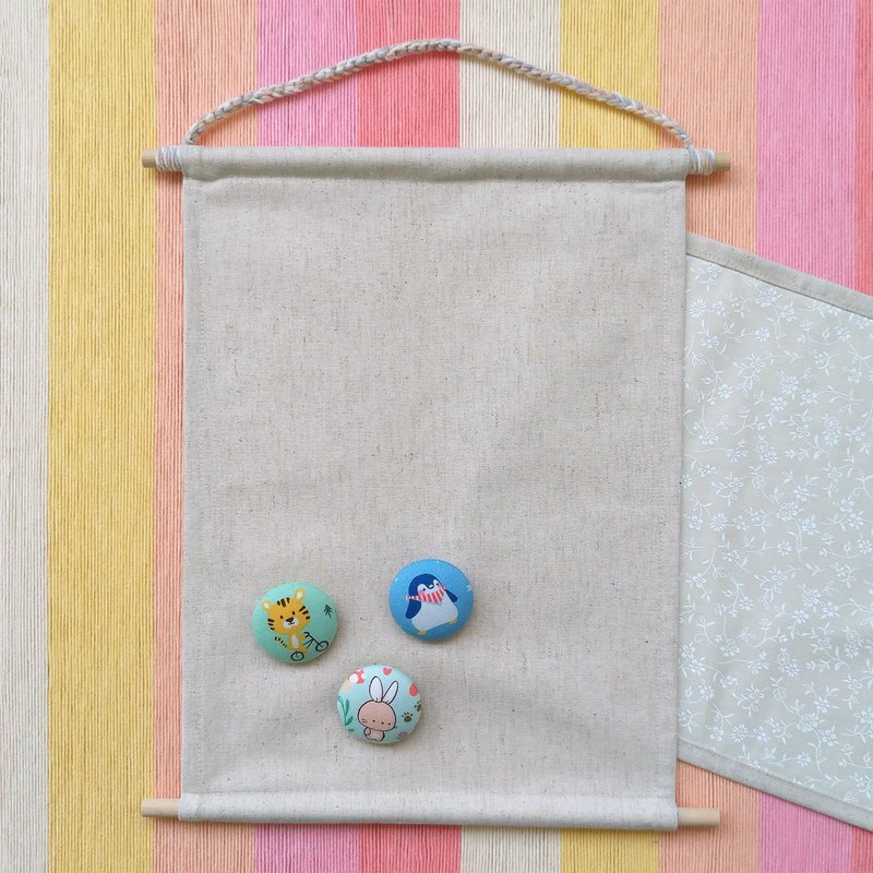 胸針展示棉麻掛布/徽章收藏掛布/別針收納掛布 - 海報/掛畫/掛布 - 棉．麻 白色
